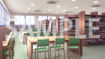 【背景素材】図書室(1385_bg11)【時間差分あり】 [XERO]