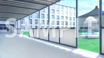 【背景素材】渡り廊下(1385_bg21)【時間差分あり】 [XERO]