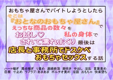 おもちゃ屋さんでバイトしようとしたらそこは『大人のおもちゃ屋さん』でえっちな商品の数々を私の身体でお試しされ濡れまくり最後は店長と事務所でおもちゃセックスする話 [魅夕ノベルズ]