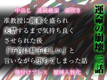 運命の崩壊 三話 ～准教授に媚薬を盛られ、失禁するまで気持ち良くさせられた後、「子宮に精子ほしい」と言いながら堕ちてしまった話～ [Twin Chickens]