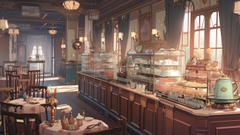 アンティーク、ビクトリアンスタイルなカフェ、バー、喫茶店内の背景素材。背景画像。6枚セット [AIな背景素材屋]