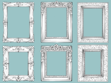 額縁の線画素材8種 [みずの ゆめ屋]