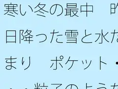 寒い冬の最中 昨日降った雪と水たまり ポケット・・・粒子のようなことが