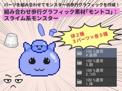 組み合わせ歩行グラフィック素材「モントコ」:スライム系モンスター [Media Faust]