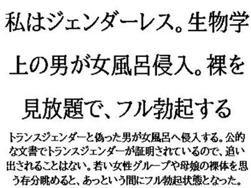 私はジェンダーレス。生物学上の男が女風呂侵入。裸を見放題で、フル勃起する [CMNFリアリズム]