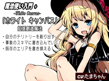魔法使い入門+ 「ホワイト キャンバス」  拡張創造魔法  ・自分のテリトリーを創り出す  ・事象のスキマに書き込んでいく ・既存のエリアを書き換える [MAGIC FACTORY]