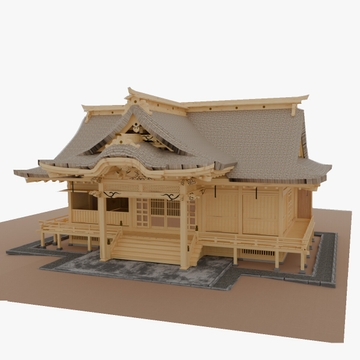 3DCG 八幡宮拝殿(茨城県水戸市) [Pen and Dice]