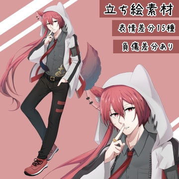 赤毛狼男子【立ち絵素材】(通常/軽傷/重症_表情各15種) [arton farm stories (旧BTP)]