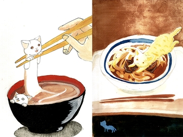 猫、食べ物に隠れんぼ。 [ノラドラストーリー]