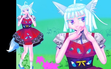 立ち絵素材1,ミンホタ銀髪ショート狐耳 [イレイザー]