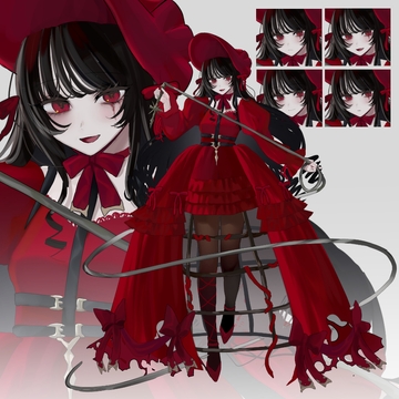 紅いドレスを纏った鞭を持つ黒髪少女 [sozai]