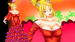 立ち絵素材2、猫耳フラメンコドレス、アップ髪 [イレイザー]