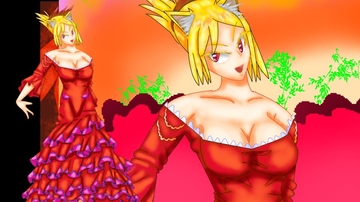 立ち絵素材2、猫耳フラメンコドレス、アップ髪 [イレイザー]