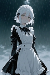 雨の中の黒メイド [たまちま]
