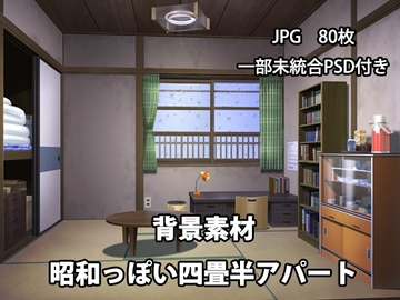 背景素材 昭和っぽい四畳半アパート [かかぽクラフトワークの素材屋さん]