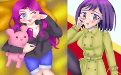 オリジナルイラスト集9、寝そべりシャツ、片膝コート