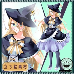 【PSD+PNG表情16種】モノクロ魔女【立ち絵素材】 [BTP]