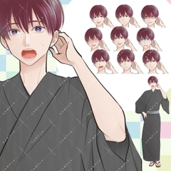(商用利用一部可)男子学生B(赤髪/浴衣) [アルファsubu]