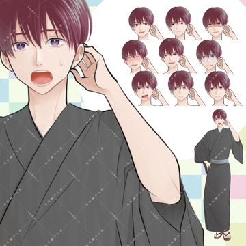 (商用利用一部可)男子学生B(赤髪/浴衣) [アルファsubu]