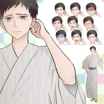 (商用利用一部可)男子学生C(黒髪/浴衣) [アルファsubu]