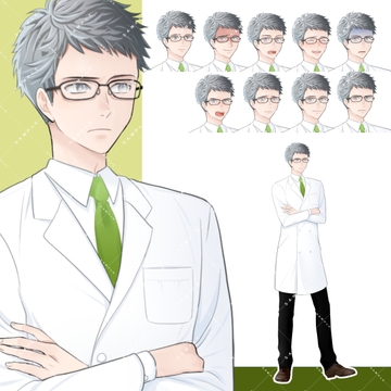 【商用利用一部可】成人男性 灰色の髪(白衣) [アルファsubu]