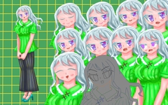 立ち絵素材12銀髪ウェーブヘアパンタロン [ERASER]