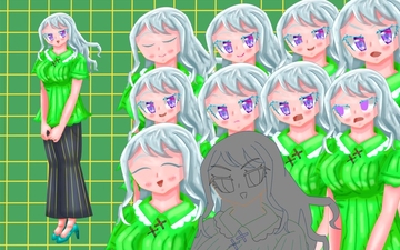 立ち絵素材12銀髪ウェーブヘアパンタロン [イレイザー]