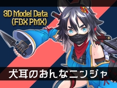 3Dモデル 犬耳のおんなニンジャ [キノコル]