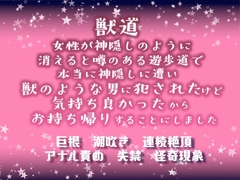 獣道～女性が神隠しのように消えると噂のある遊歩道で、本当に神隠しに遭い獣のような男に●されたけど、気持ち良かったからお持ち帰りすることにしました [Twin Chickens]