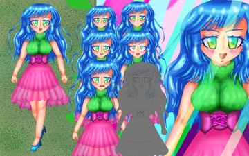 立ち絵素材17ノースリーブ、コルセットスカートの女の子 [イレイザー]