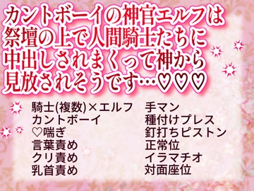 カントボーイの神官エルフは祭壇の上で人間騎士たちに中出しされまくって神から見放されそうです [港ちゃぷちゃぷ]
