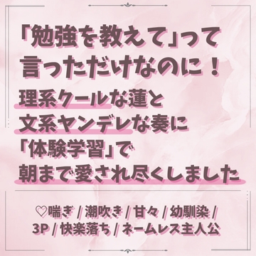 「勉強を教えて」って言っただけなのに！理系クールな蓮と文系ヤンデレな奏に『体験学習』で朝まで愛され尽くしました [めるてぃきゃらめる]