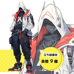 サイボーグ風の男性(表情9種) [立ち絵屋 らっこ]