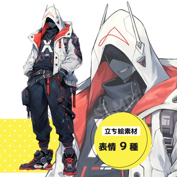 サイボーグ風の男性(表情9種) [立ち絵屋 らっこ]