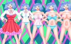 立ち絵素材30全裸,衣装差分つき表情差分20種フリルワンピースの蒼髪女の子 [イレイザー]