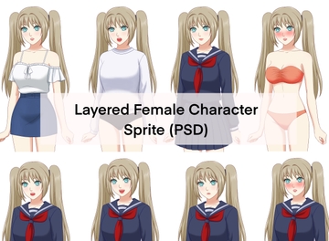 レイヤー分け女性キャラ立ち絵素材(PSD) [PungLoneWolf]