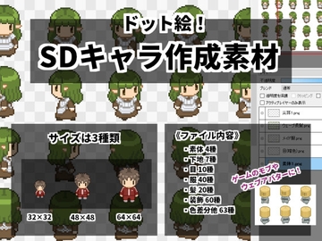 【ドット絵】SDキャラ作成素材 [@damagedgold]