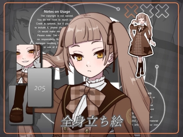 立ち絵素材_205(ザッハトルテをモチーフにデザインした女の子全身、表情7種、おまけPNG素材あり) [Rio's Atelier]