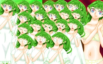 立ち絵素材36表情差分20種全裸衣装差分6つき白ドレス緑髪の女の子 [ERASER]