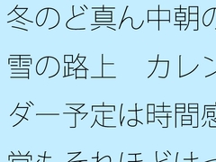 冬のど真ん中朝の雪の路上 カレンダー予定は時間感覚もそれほどはっきりせず [サマールンルン]