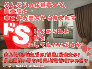 久しぶりの尿道責めで、前立腺を中と外の両方から挟まれてドSにいじめられた話をしてもいいですか [KYJ]