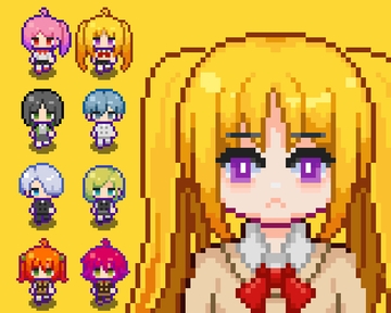 和風漫画学校キャラクターウォークアセット [MS_Studio]