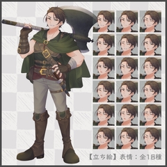 【立ち絵素材】06_傭兵_男性【表情全18種/psd有】 [.MimiC.]