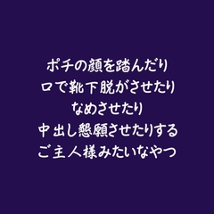 ポチの顔を踏んだり口で靴下脱がさせたりなめさせたり中出し懇願させたりするご主人様みたいなやつ [ああ]