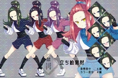 立ち絵素材 前髪をあげた女の子 ファイター [磨夜]