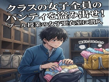 クラスの女子全員のパンティを盗み出せ!プール授業の女子更衣室に潜入 の表紙