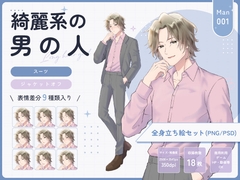 【全身立ち絵素材】綺麗系の男の人(スーツ・ジャケットオフ) [りのくりえいと]