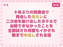 十年ぶりの同窓会で再会した元カレに二次会を抜け出したホテルで当時できなかったことを全部試され何度もイかされ朝まで中出しされる話 [すま]