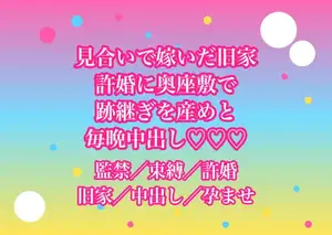 親が決めた見合いで嫁いだ旧家の許婚に奥座敷から出してもらえなくて『跡継ぎを産め』と毎晩中出しされてるんだけど!?