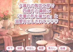 通っている陶芸教室の閉室後、四歳下の講師に「土より先輩の形を確かめたい」と轆轤の前で背後から抱かれ溺愛中出しされる年上生徒の話♡♡♡
